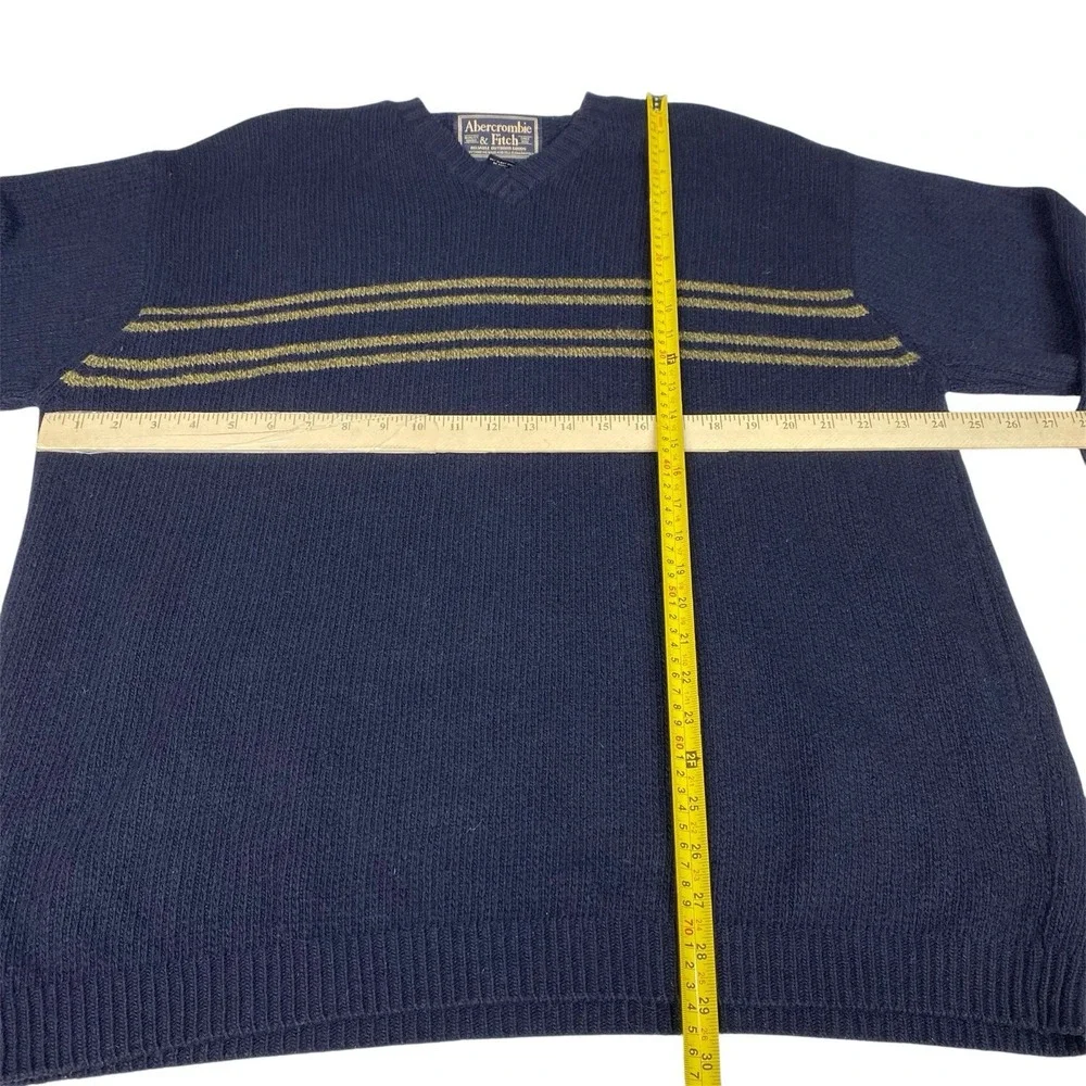 vintage abercrombie and fitch Sweater Men's Sz XL Lambswool Blend Navy‎ V Neck